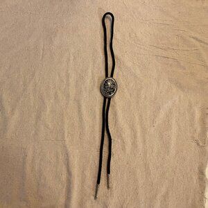 Victorian Style Polished Black Rock Metal Setting Bolo